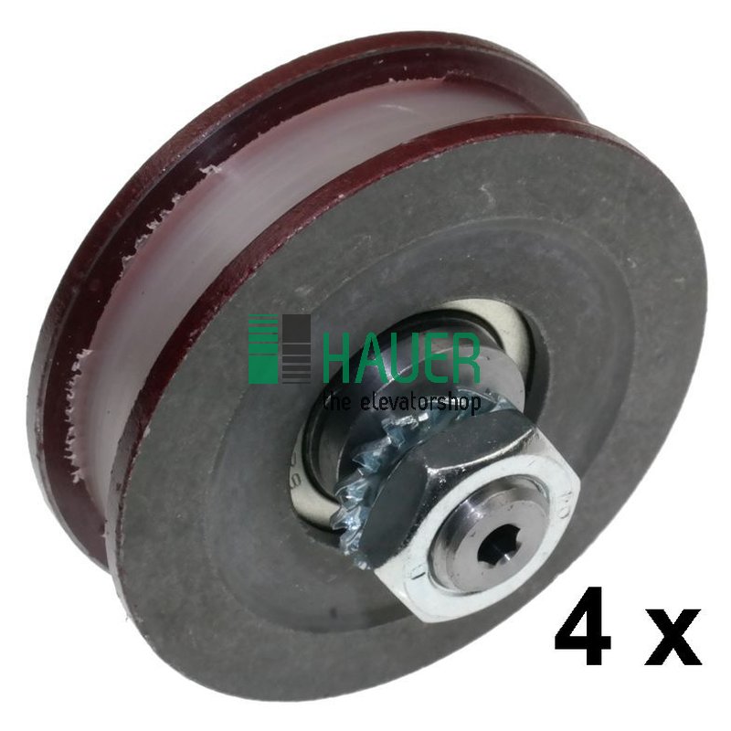 Door roller D62/55 with excentric axle, rect. groove 12, M12, set=4