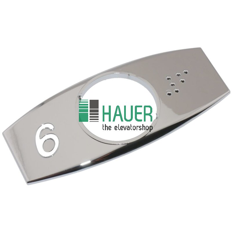 Abdeckblende chrom, Zahl links, Braille rechts, 6