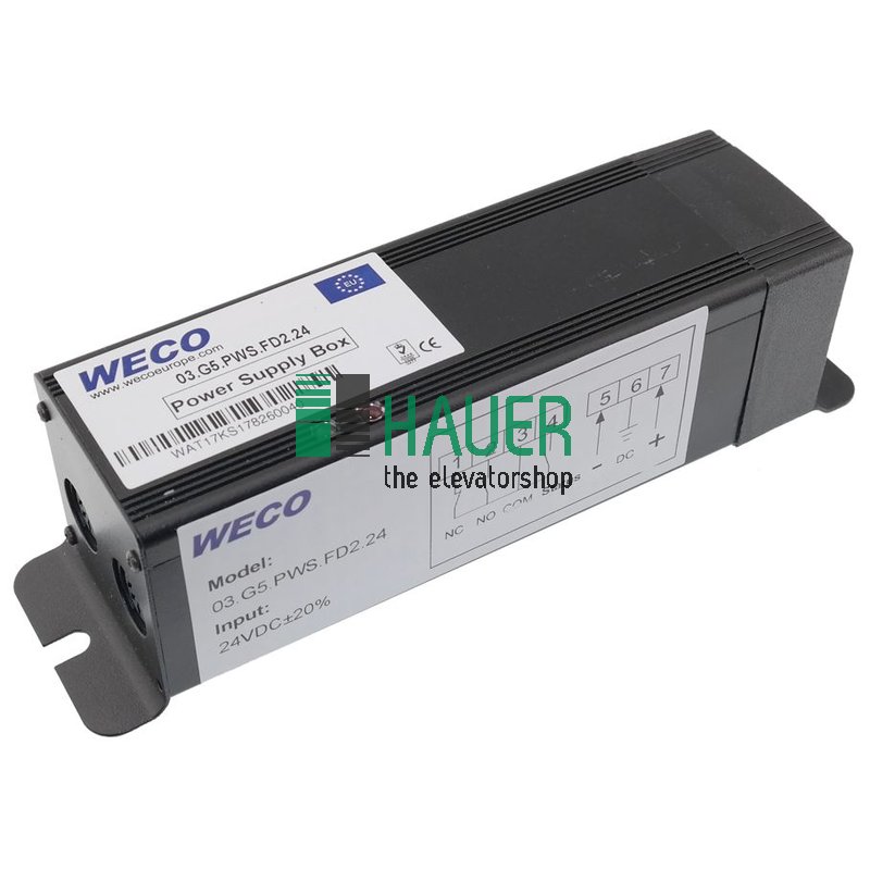 Fuente de alimentación Weco G5, 24VDC con estado (EN81-20)