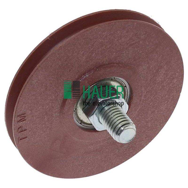 Polea para cuerda de puerta completa con fijación roja EN81-58