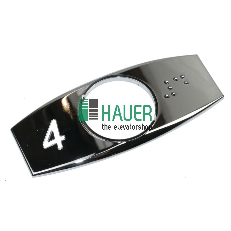 Abdeckblende chrom, Zahl links, Braille rechts, 4
