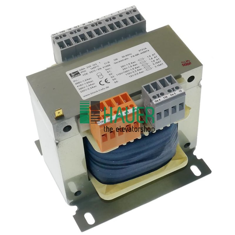 Trafo, 1Ph, Pr.220-455V, Sec:28, 24, 110/130, 110, 12V(1.5-3.3A)