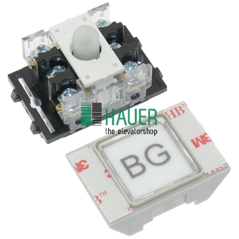 Bouton en plastique LED blanc, 24 V, BG
