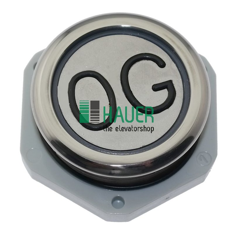 Taster AT33V, vandalens.,Anschl. Flachband,24V, LED rot erhaben/schwarz, OG