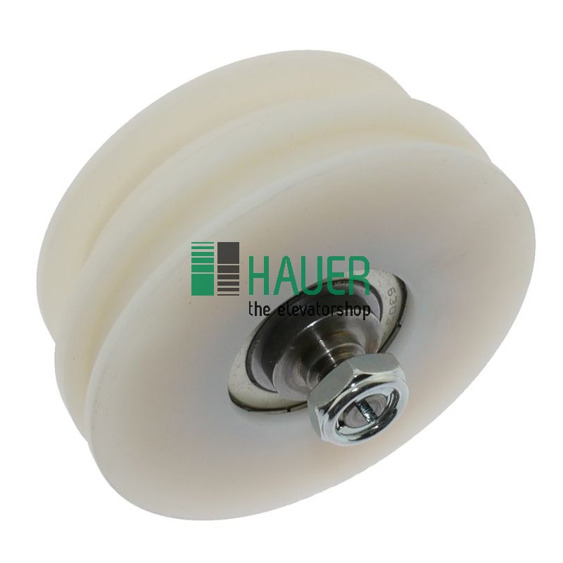 Kasper, door roller PA6G, rectangular groove and chain groove, centrical axle