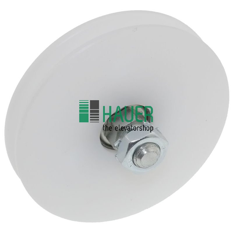 Galet D66/56 avec axe filet, rain. rond 5, M8 pour cable