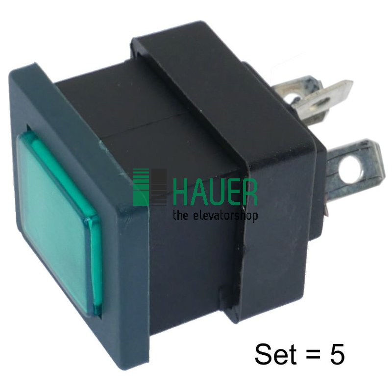 Druckknopf mit grüner LED, Set=5