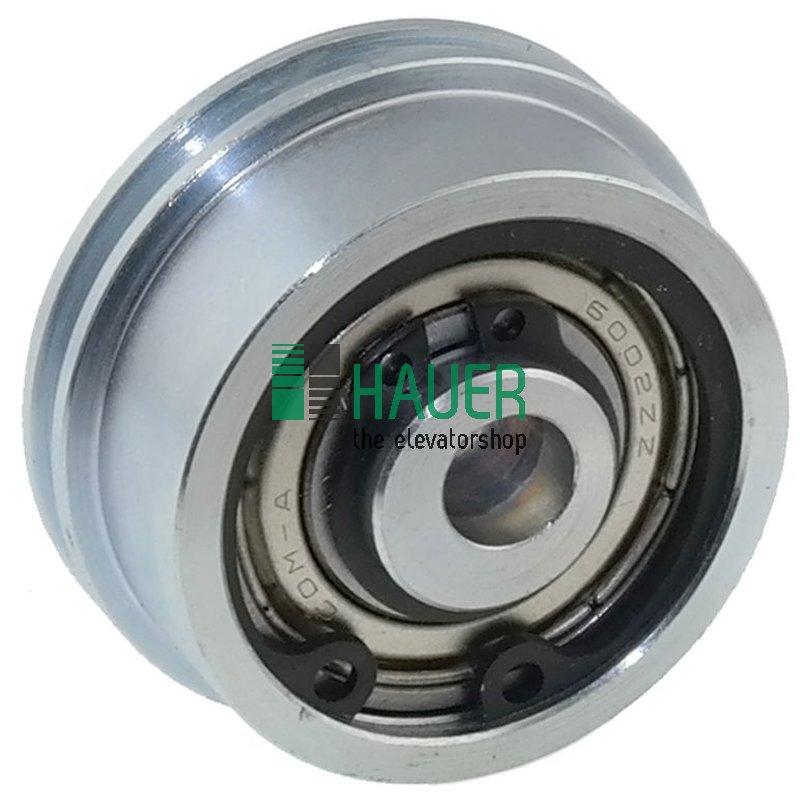 Galet avec rainure pour cable, D38/15*17.5, rainure 2.5, en acier