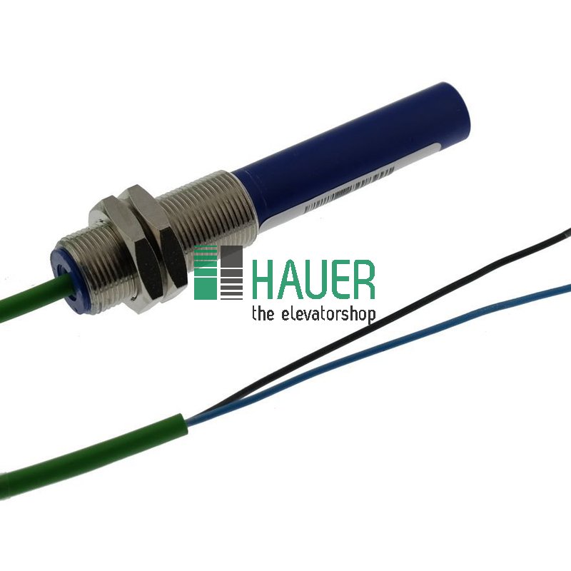 Magnet switch green, M15x1, d=12mm, 1NO, cable 60 mm
