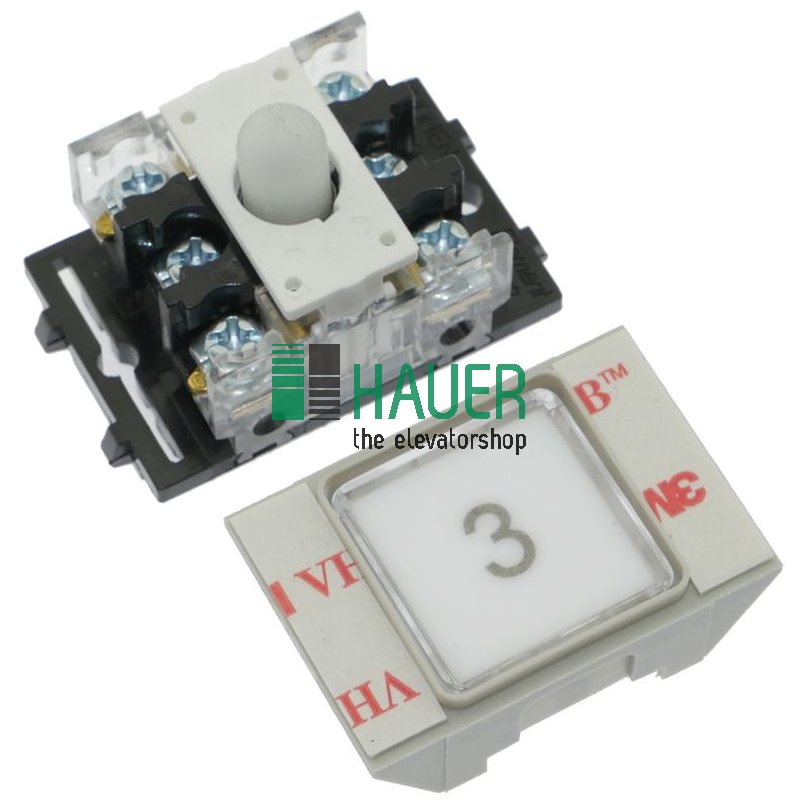 Bouton poussoir NC/NO LED blanche, 24V, 3