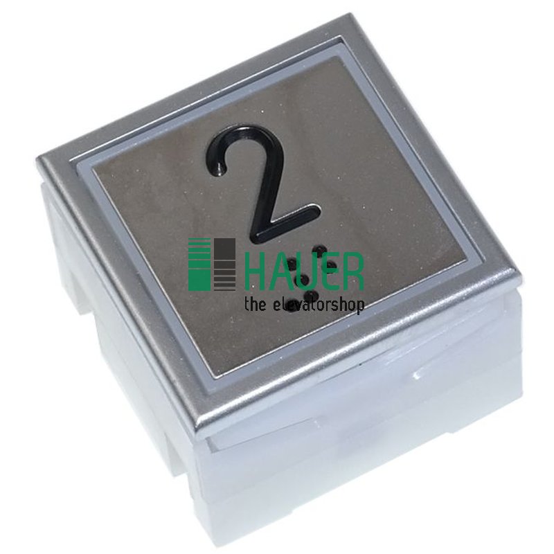 Bouton poussoir Step Classic, illumination rouge, signe tactile/braille 2