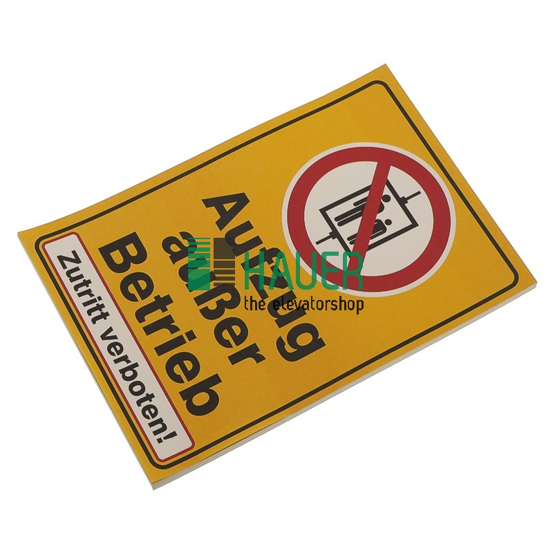 Haftnotiz,  Aufzug außer Betrieb, Block a 50 Blatt, 150x100 mm