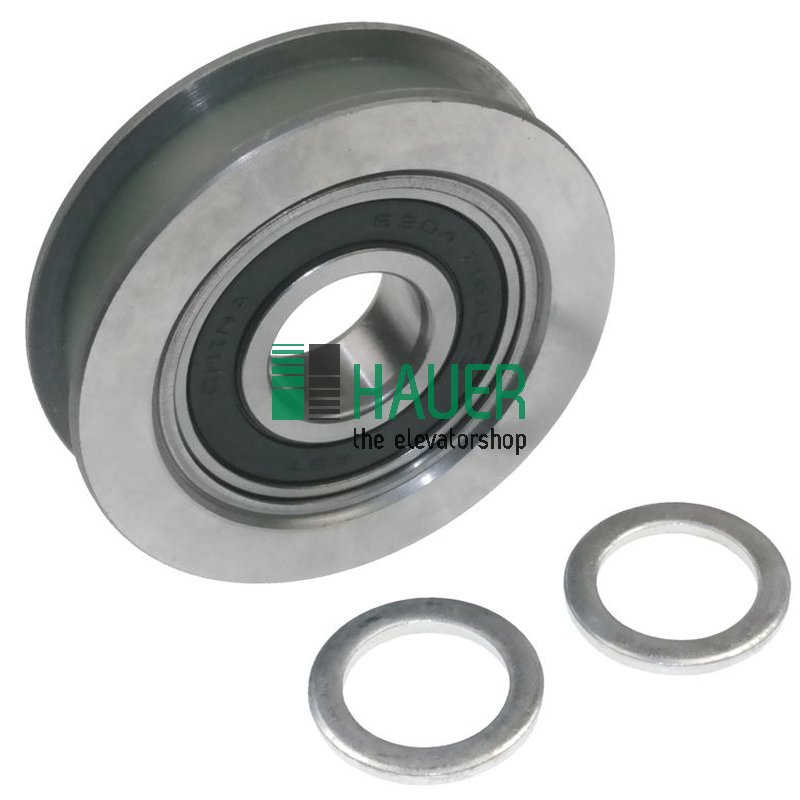 Türrolle D70/63.5/20*17.5, Rechtecknut 14, Stahl, Lauffläche Pu