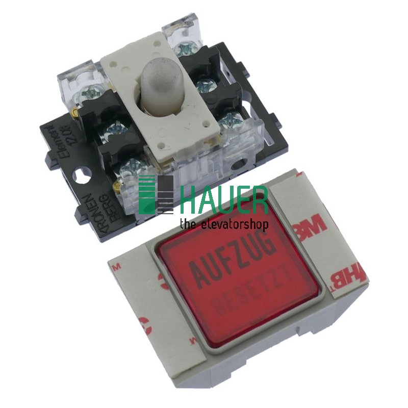 Bouton-poussoir KUV-11.GL24-B-2, NO/NC, lampe 24V, AUFZUG BESETZ