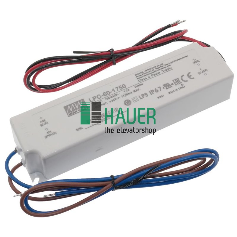 LED-Trafo MWLPC-60-1750, 60W, 9-34 VDC, 170mA