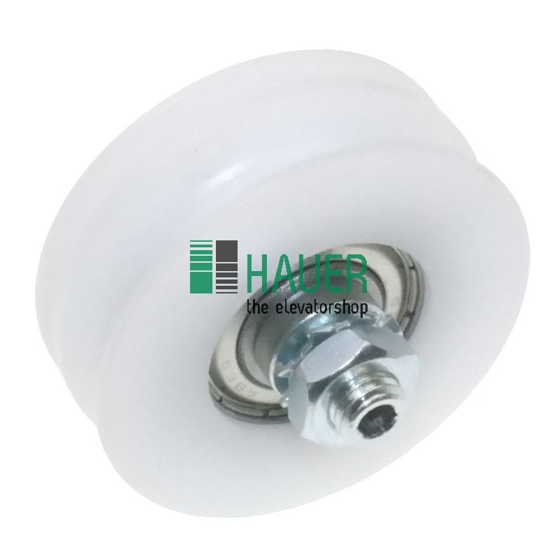 Türrolle D50/40*18 mit Gewindeachse u. Seilrille