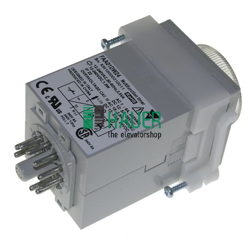 Relé temporizador con conector circular de 11 clavijas, 0,05 s - 300 h, 220 V CA