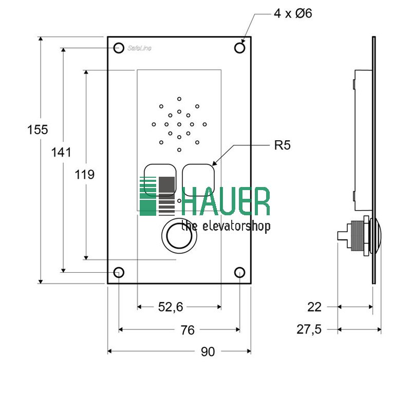Safe Line, MX3, mit Piktogrammen und Taster, 10-30 VDC, Einbaumontage