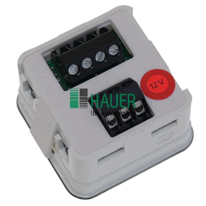 MT42-2M, XI, Caja V2A pol., 12V rojo, 1NO, 1.Chang., Placa V2A mate, Taktil Y