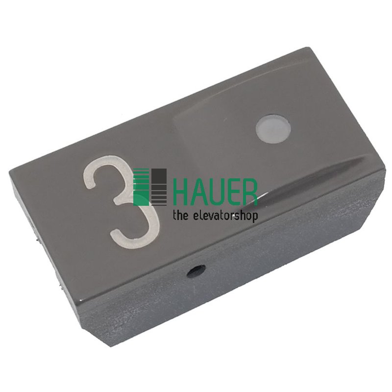 Push button, insert S-grey, with lense, 3