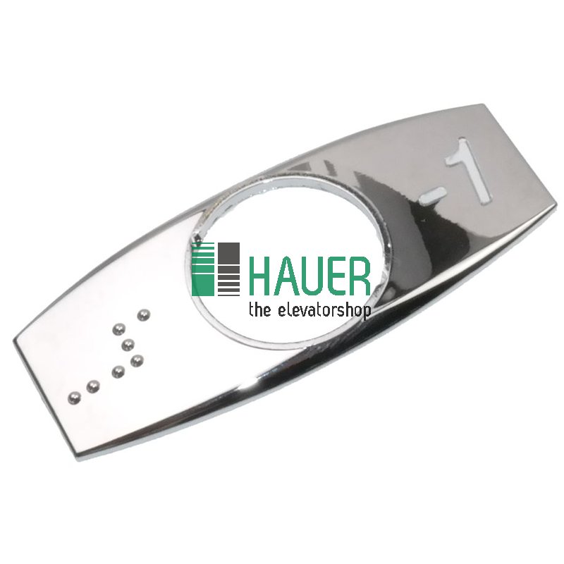 Abdeckblende chrom, Braille links, Zahl rechts, -1