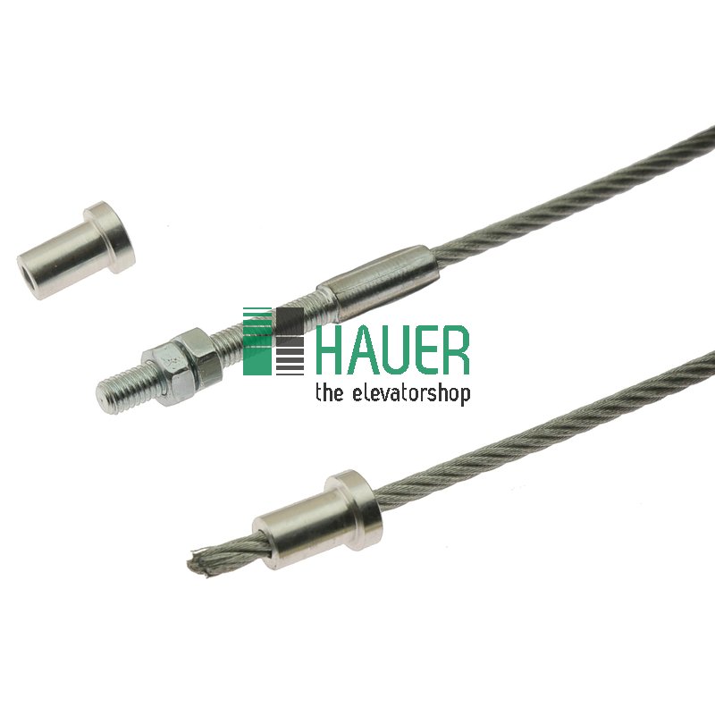 Türseil L=2000, mit 2 Seilklemmen u. 6Kt-Mutter