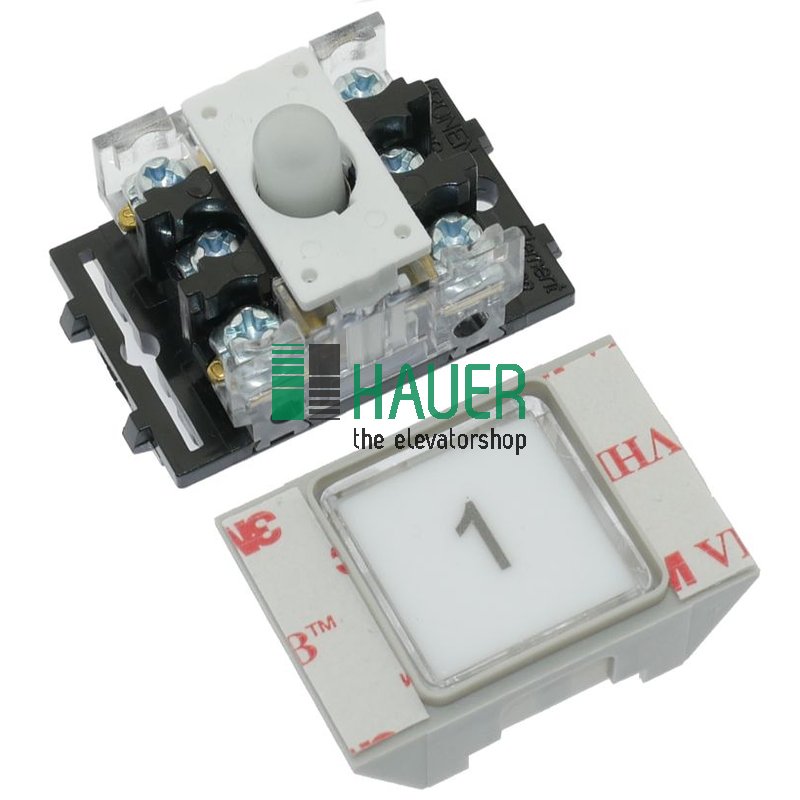 Bouton poussoir NC/NO LED blanche, 24V, 1